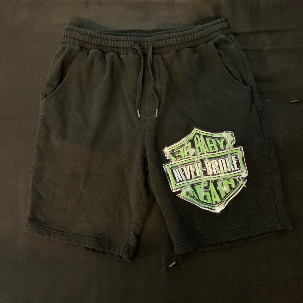 Never Broke Again Green logo shorts